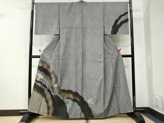 平和屋着物●訪問着　刺繍　雪輪枝花文　たたき染め　金彩　正絹　逸品　未使用　CABI2471yc｜平和屋