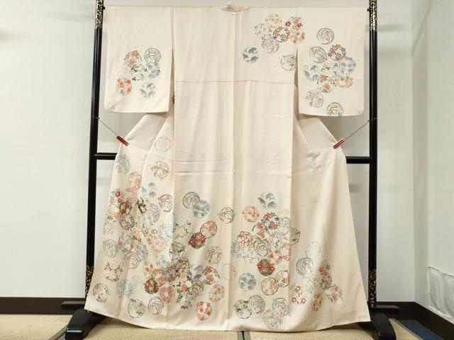 平和屋着物●訪問着　草花丸文　金彩　正絹　逸品　CABI2482yc｜平和屋
