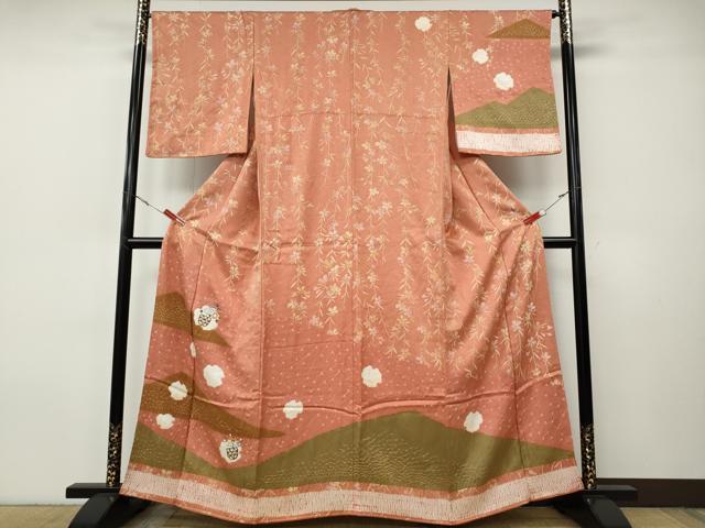 平和屋着物●訪問着　絞り　刺繍　花籠文　正絹　逸品　CABI9712ut｜平和屋