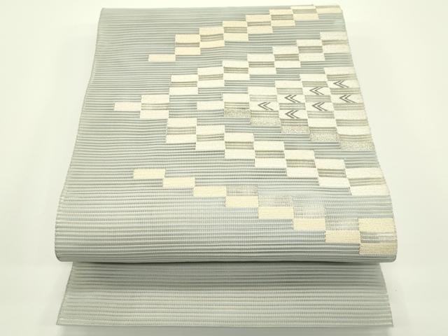 平和屋着物＊夏物　八寸名古屋帯　絽綴れ　幾何学文様　金銀糸　正絹　逸品　CABJ1972rv｜平和屋