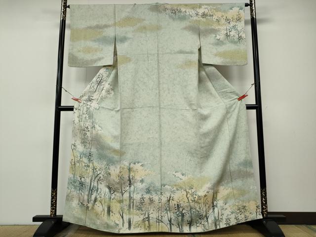 平和屋着物●訪問着　樹林文　シルエット　正絹　逸品　CABH9865ut｜平和屋