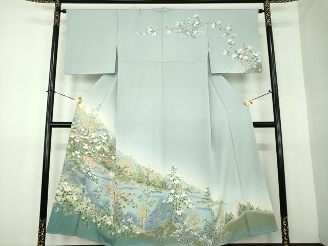 平和屋着物●京友禅作家　外池雅峰　訪問着　水辺風景花文　暈し染め　正絹　逸品　DABG8666ps｜平和屋