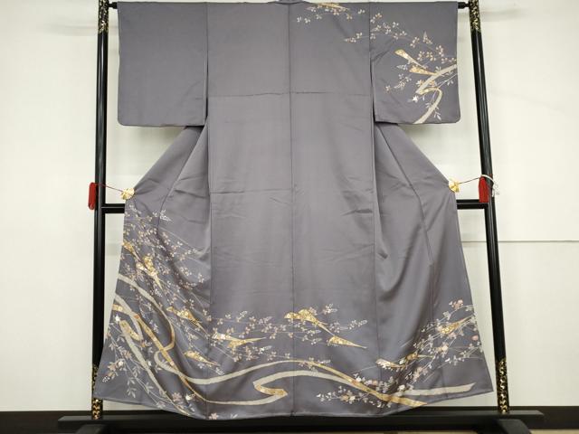 平和屋着物●訪問着　鬘帯扇面花文　金彩　正絹　逸品　未使用　AABJ3745cs｜平和屋