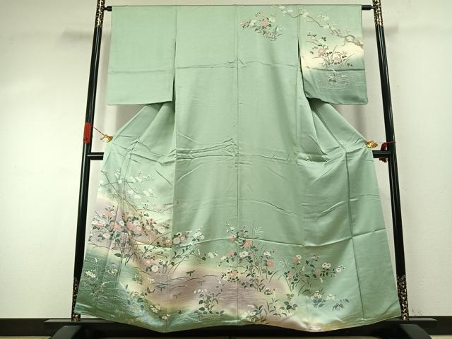 平和屋着物●訪問着　花鳥文　暈し染め　正絹　逸品　AABJ4184fy｜平和屋