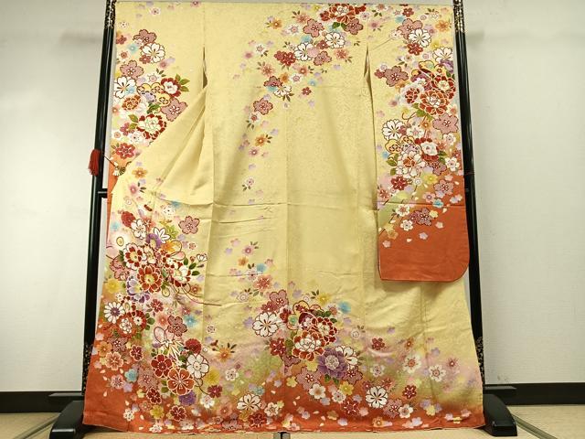 平和屋着物●豪華振袖　駒刺繍　草花文　暈し染め　正絹　逸品　AABI9393fy｜平和屋