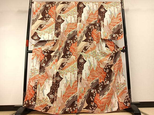 平和屋着物●創業460年・千總　小紋　花唐草文　金彩　正絹　逸品　AABI9396fy｜平和屋