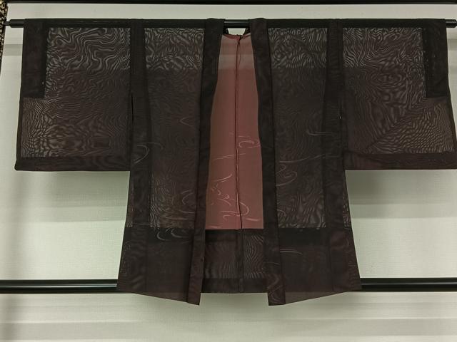 平和屋着物▽羽織 スリーシーズン 春夏秋 塵除け 流水文 黒地 正絹 逸品 AABJ3460jh|平和屋