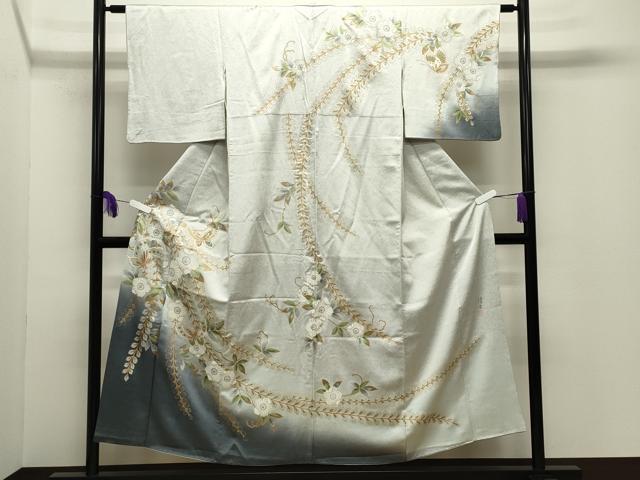 平和屋着物●螺鈿作家　藤本隆士　訪問着　辻が花　暈し染め　金銀彩　正絹　逸品　CABG4624gh｜平和屋