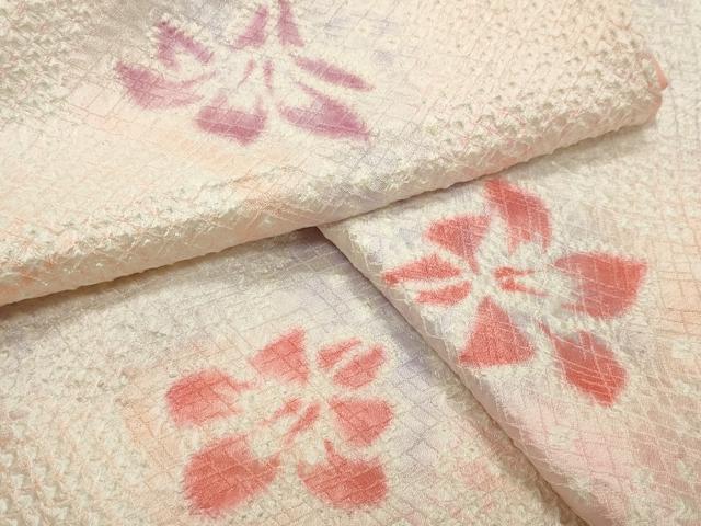 平和屋着物●上質な小紋 総絞り 舞花文 正絹 逸品 CABG4679gh|平和屋
