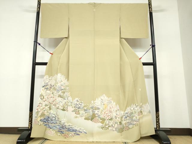 平和屋着物●豪華色留袖　友禅　作家物　風景草花文　暈し染め　正絹　逸品　DABF1794ud｜平和屋