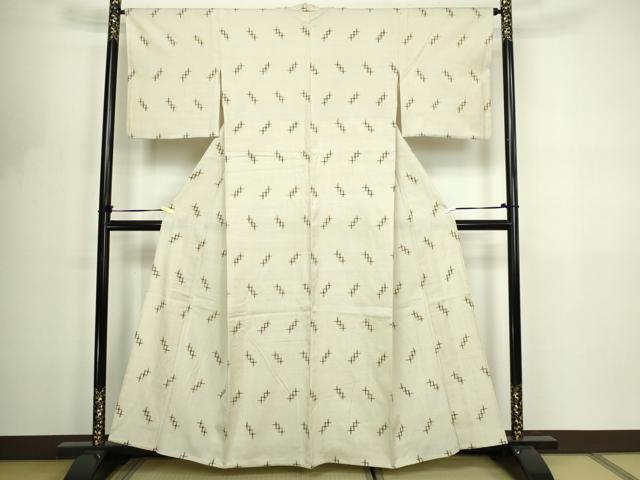 平和屋着物▽上質な紬 単衣 十字絣 正絹 逸品 DABF8810sf|平和屋