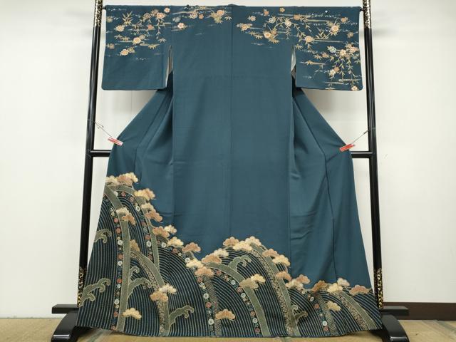 平和屋着物●訪問着 立波松花文 金彩 正絹 逸品 CABH2744ut|平和屋