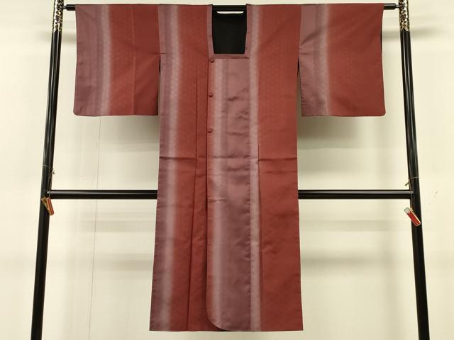 平和屋着物#道行コート 雨コート リバーシブル 麻の葉間道地紋 暈し染め 黒地 ロング丈 正絹 逸品 CABH6877in|平和屋