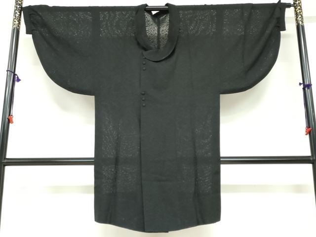 平和屋着物▽道行コート スリーシーズン 春夏秋 塵除け 草花文 黒地 正絹 逸品 DABF1888ud|平和屋