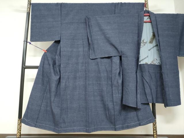 平和屋着物●男性　結城紬　アンサンブル　長羽織　杢　霞文　正絹　逸品　未使用　DABF1749ud｜平和屋