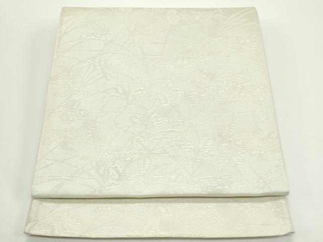 平和屋着物*夏物 六通柄袋帯 萩芝草文 銀糸 正絹 逸品 CABJ8980rv|平和屋