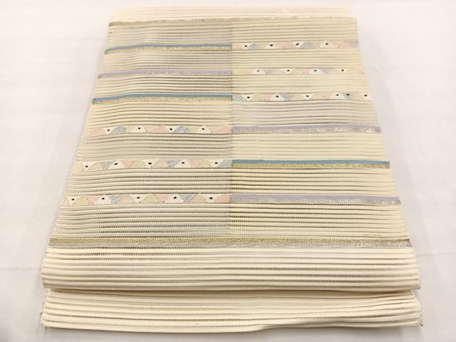 平和屋着物＊夏物　八寸名古屋帯　絽綴れ　幾何学文様　金銀糸　正絹　逸品　BAAX7740hv｜平和屋