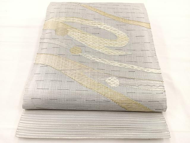 平和屋着物＊夏物　八寸名古屋帯　絽綴れ　流線文様　金糸　正絹　逸品　BAAX7743hv｜平和屋