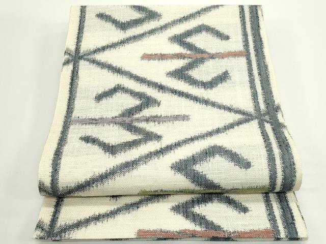 平和屋着物＊夏物　八寸名古屋帯　幾何学文様　正絹　逸品　CABJ8847rv｜平和屋