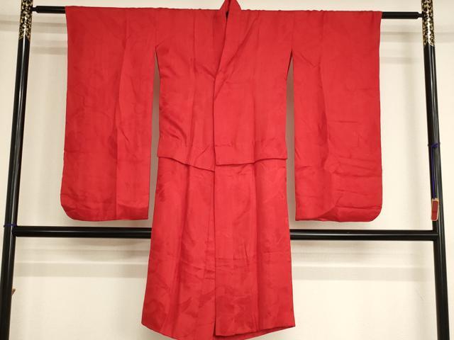 平和屋着物∵子供 女の子 長襦袢 袷 飛鶴松地紋 赤色 逸品 AABJ5253ja|平和屋