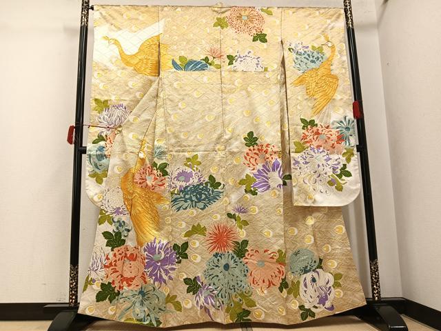 平和屋着物●豪華振袖 駒刺繍 孔雀花文 金彩 正絹 逸品 AABJ6223ph|平和屋