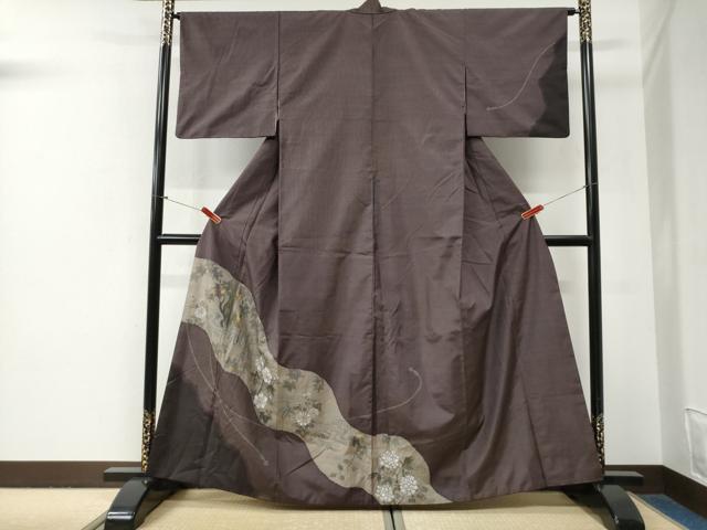 平和屋着物●訪問着 本場大島紬 竜田川花文 金彩 正絹 逸品 CABG0905yc|平和屋