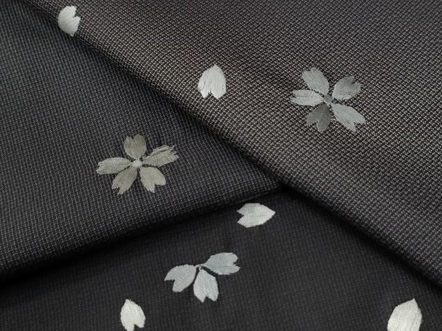 平和屋着物●訪問着　本場大島紬　総刺繍　舞桜文　正絹　逸品　CABG0908yc｜平和屋