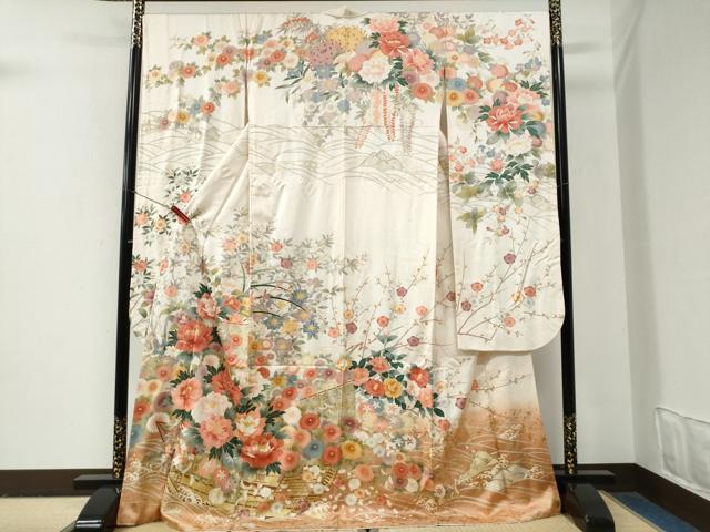 平和屋着物●豪華振袖 立波牡丹花文 暈し染め 金彩 正絹 逸品 CABG0911yc|平和屋