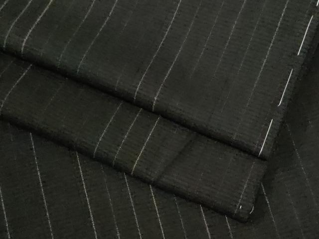 平和屋着物●上質な紬　縞　黒地　正絹　逸品　未使用　CABG0917yc｜平和屋