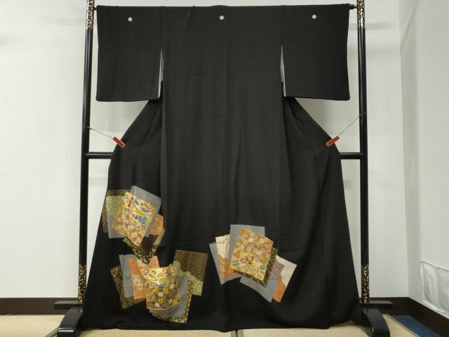 平和屋着物●豪華黒留袖　駒刺繍　色紙重ね宝尽くし吉祥花唐草文　金彩　正絹　逸品　CABG0952yc｜平和屋