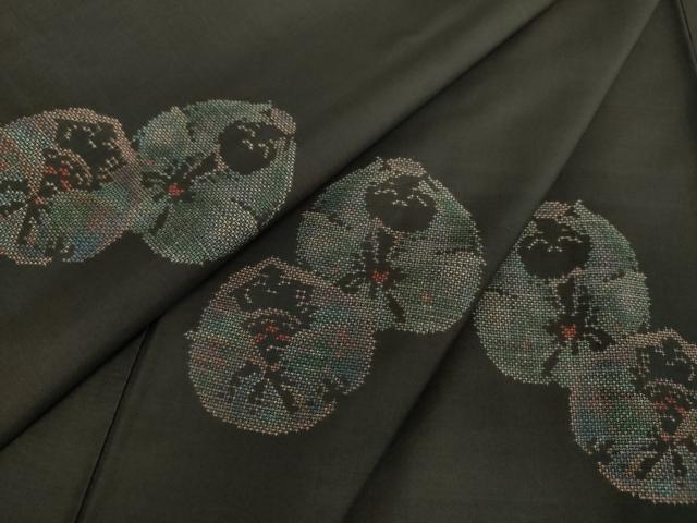 平和屋着物●本場大島紬 9マルキ 地空 お雛様 正絹 逸品 DABF7837ps|平和屋