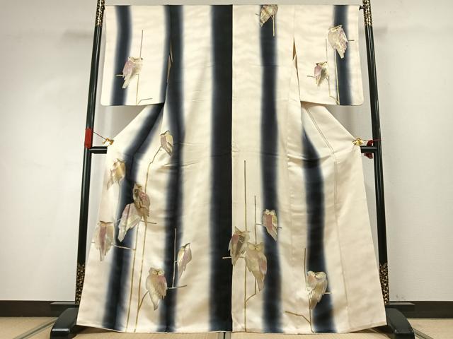 平和屋着物●訪問着　梟　暈し染め　金銀彩　正絹　逸品　AABI9055fy｜平和屋