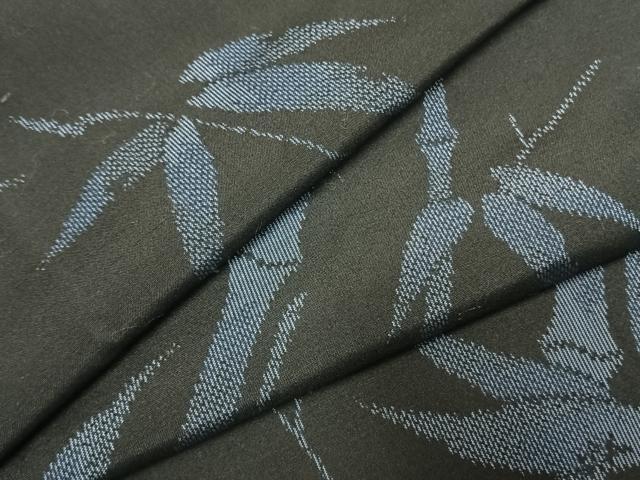 平和屋着物●上質な紬 笹竹文 黒地 ロング丈 正絹 逸品 未使用 AABI9311fy|平和屋