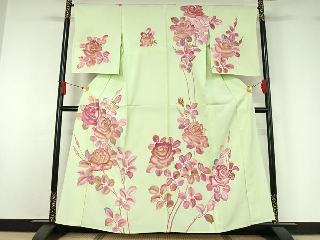 平和屋着物▽訪問着　単衣　枝花文　金彩　正絹　逸品　AABJ1523jh｜平和屋