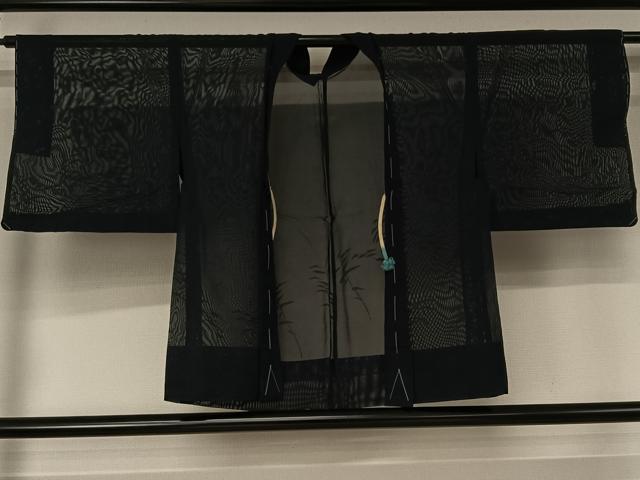 平和屋着物▽羽織 スリーシーズン 春夏秋 塵除け 樹林文 濃紺地 正絹 逸品 AABJ1745jh|平和屋