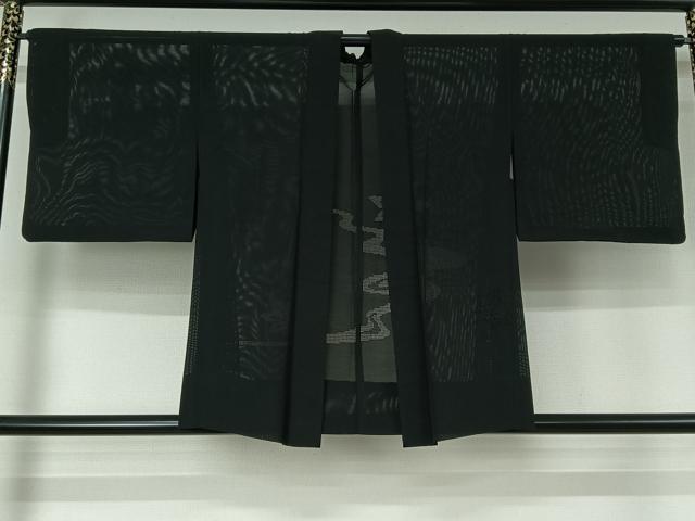 平和屋着物▽羽織 スリーシーズン 春夏秋 塵除け 竜田川文 黒地 正絹 逸品 AABJ1747jh|平和屋