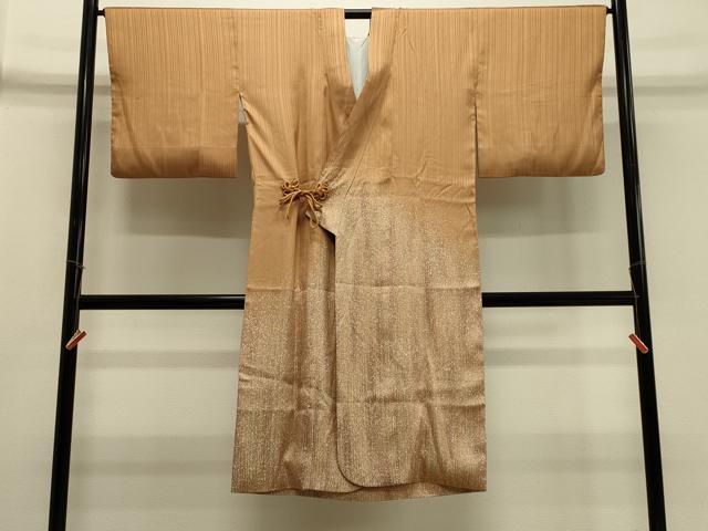 平和屋着物＃道中着　縞　たたき染め　ロング丈　正絹　逸品　CABH7069in｜平和屋