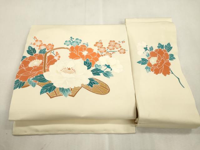 平和屋着物●塩瀬　つけ帯　作家物　花籠文　正絹　逸品　CABI7375dy｜平和屋