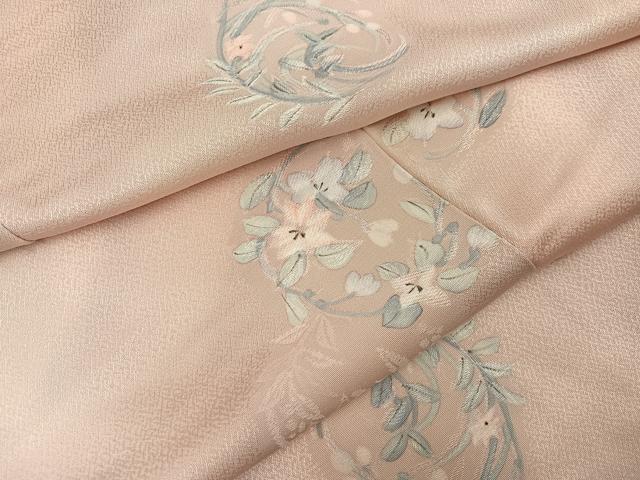 平和屋着物●上質な小紋　手描き　地紋起こし　草花文　正絹　逸品　AABJ3875ph｜平和屋