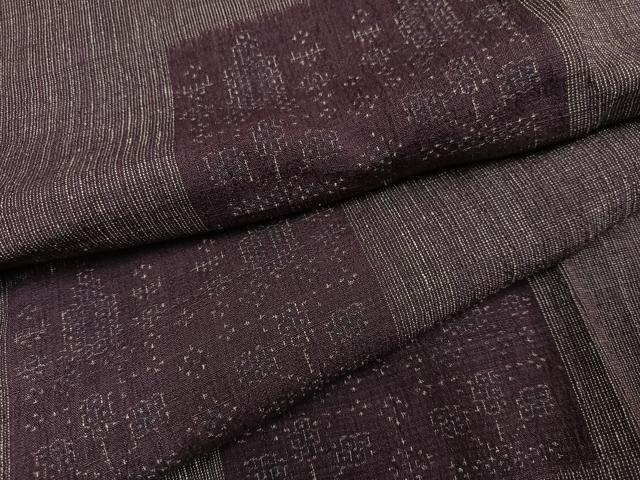 平和屋着物●結城ちぢみ　色紙文　正絹　逸品　AABJ3915ph｜平和屋