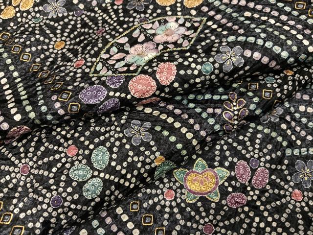 平和屋着物●上質な小紋 絞り 地紙花文 金彩 正絹 逸品 未使用 AABJ3943ph|平和屋