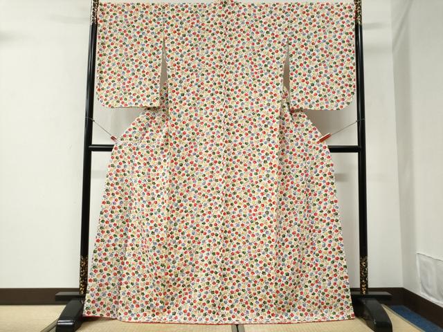 平和屋着物●上質な小紋 舞花尽くし 鬼しぼ縮緬 ロング丈 ますいわ屋扱い 正絹 逸品 CABG1048yc|平和屋