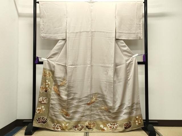 平和屋着物●豪華色留袖 駒刺繍 稲穂 船地紙花文 金彩 正絹 逸品 CABG4743gh|平和屋