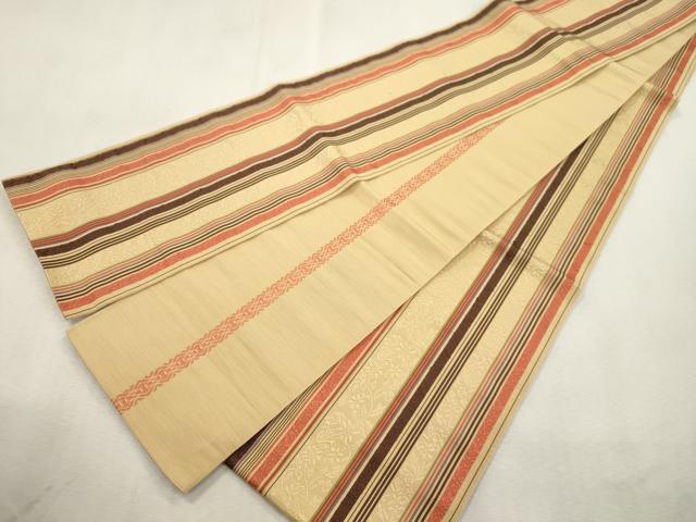 平和屋着物●両面　半幅帯　草花間道　正絹　逸品　CABI7507dy｜平和屋
