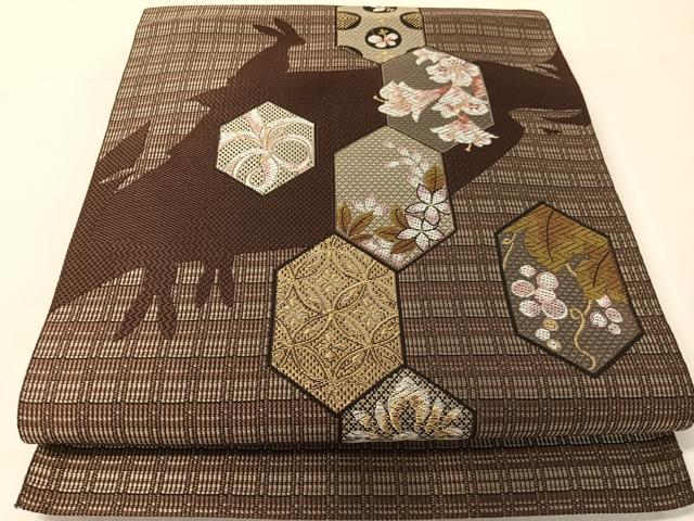 平和屋着物●八寸名古屋帯　亀甲花兎　金糸　やまと誂製　正絹　逸品　CABJ7570vp｜平和屋