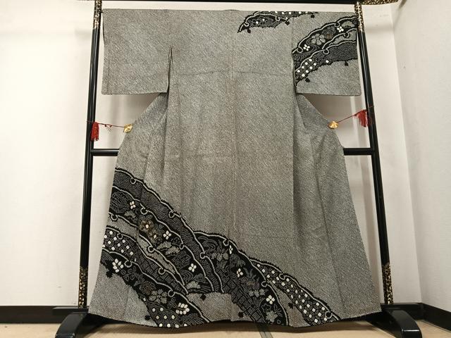 平和屋着物●訪問着　総絞り　草花文　金彩　正絹　逸品　AABK7092ph｜平和屋