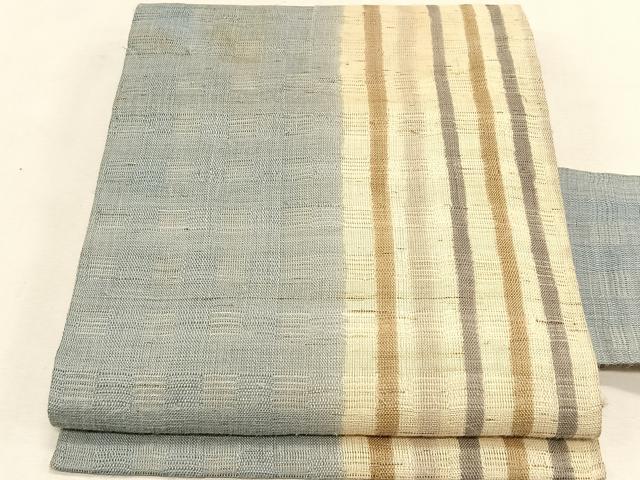 平和屋着物＊夏物　九寸名古屋帯　花倉織　間道　麻　逸品　CABK1217fb｜平和屋