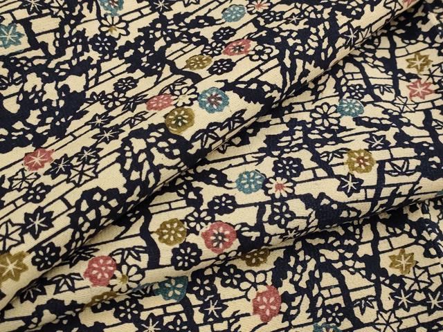 平和屋着物▽上質な小紋 単衣 型染め 枝花文 正絹 逸品 AABJ5184st|平和屋