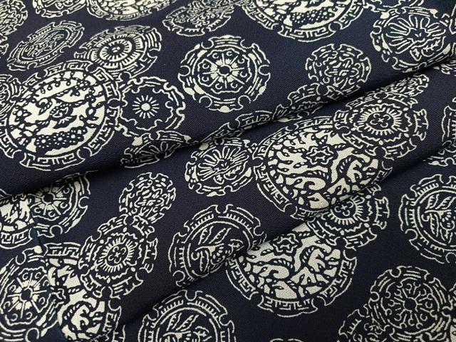 平和屋着物●上質な小紋 藍 型染め 雪輪文 正絹 逸品 AABJ8402ph|平和屋