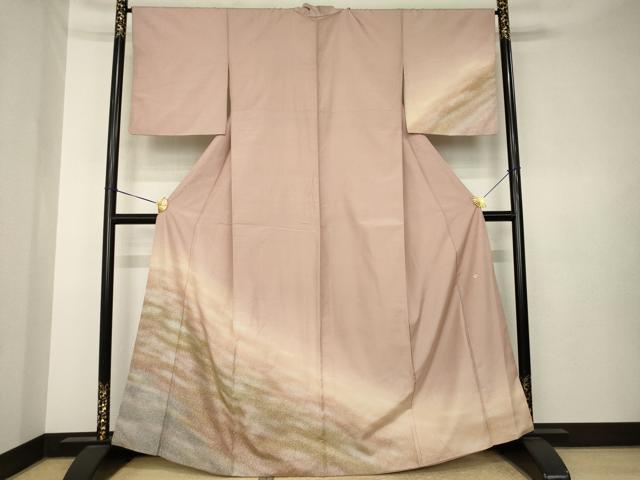 平和屋着物●石川県指定無形文化財　牛首紬　白山工房　手織り　訪問着　霞文　暈し染め　正絹　逸品　AABK7340ck｜平和屋